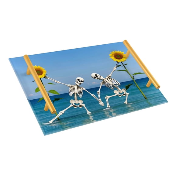 Ryvnso Skull Sunflower Dancing Bathroom Tray Vanity Countertop Trays Acrylic Organizer