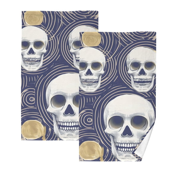 Ryvnso Skull Swirl Line Cotton Hand Towels Sets Face Towel 2 PCs Bathroom Decorative
