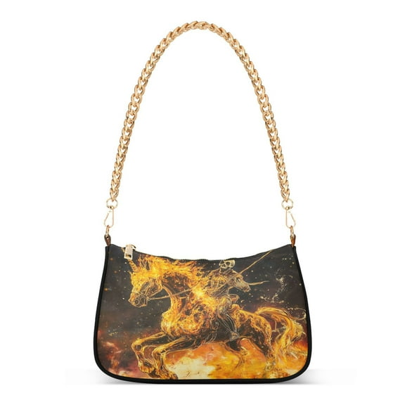 Ryvnso Skull on Unicorn Womens Chain Shoulder Bag Tote Handbags Clutch Hobo Purse with Zipper for Travel