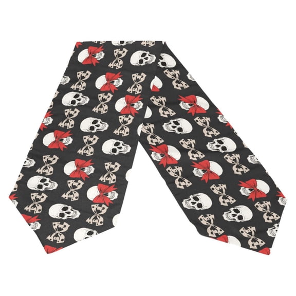 Ryvnso Skull with Bow Table Runner Tablecloth Home Decoration 13 x 70 inches