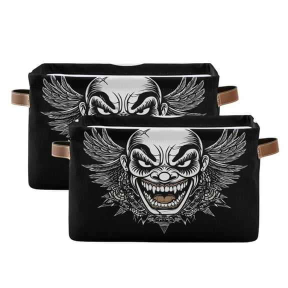 Ryvnso Skull with Wings Storage Basket Large Bin Foldable Boxes Toys Organizer 14.2x10.2x8.3in 2 PCs