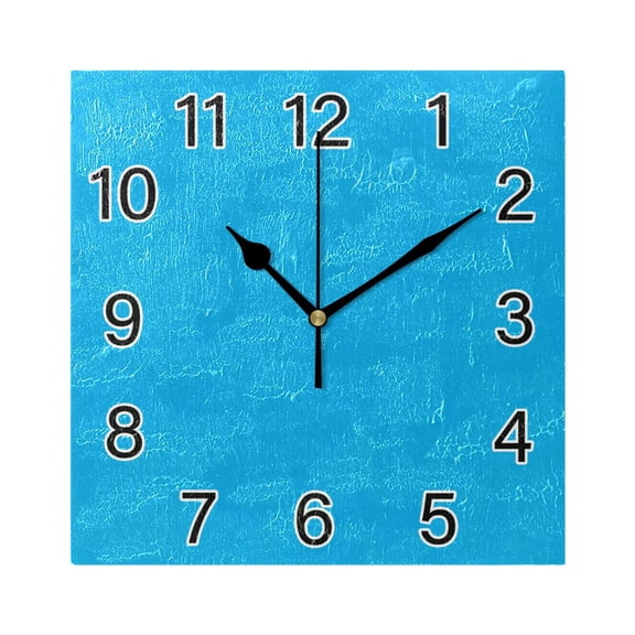 Ryvnso Sky Blue Wall Clock Square Silent Non-Ticking Battery Operated 7.78"