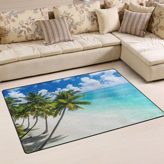Ryvnso Sky Palm Tree Beach Area Floor Mat Non-Slip Carpet Soft Rugs Doormats 31" x 20"