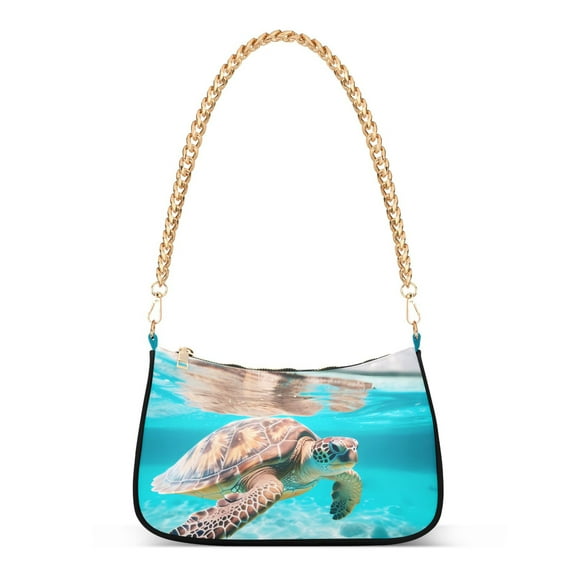 Ryvnso Sky and Sea Turtle in Sea Womens Chain Shoulder Bag Tote Handbags Clutch Hobo Purse with Zipper for Travel