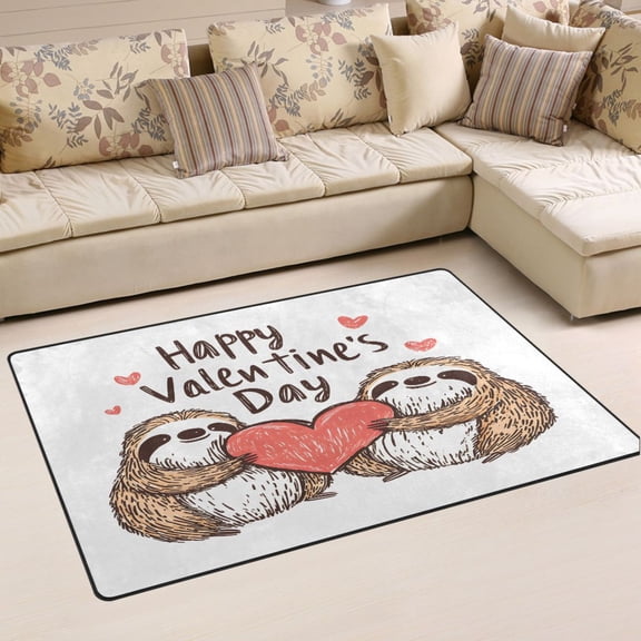 Ryvnso Sloth in Love Area Floor Mat Non-Slip Carpet Soft Rugs Doormats 31" x 20"