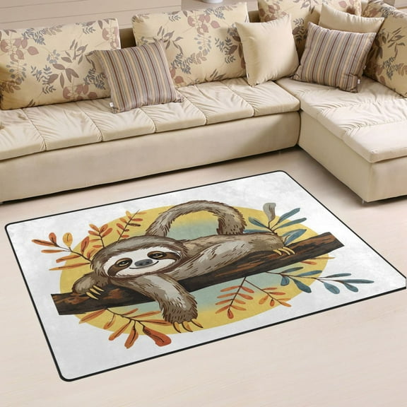 Ryvnso Sloth on Branch Area Floor Mat Non-Slip Carpet Soft Rugs Doormats 31" x 20"