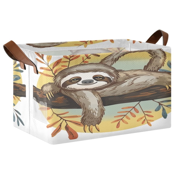Ryvnso Sloth on Branch Storage Bins Large Basket Foldable Cube Toys Organizer with Handles 1 PC