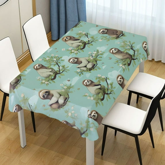 Ryvnso Sloth with Leaves Rectangle Table Cloth Tablecover Dinning Tablecloth 60"x90"