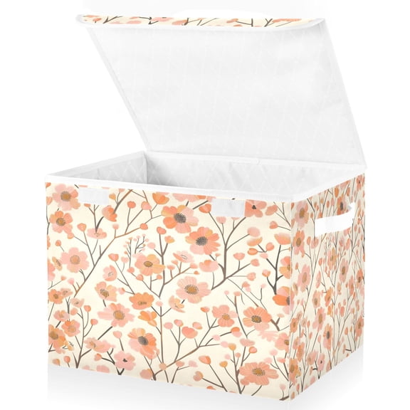 Ryvnso Small Floral Large Lidded Foldable Storage Baskets Cubes Boxes Lids Bin for Home