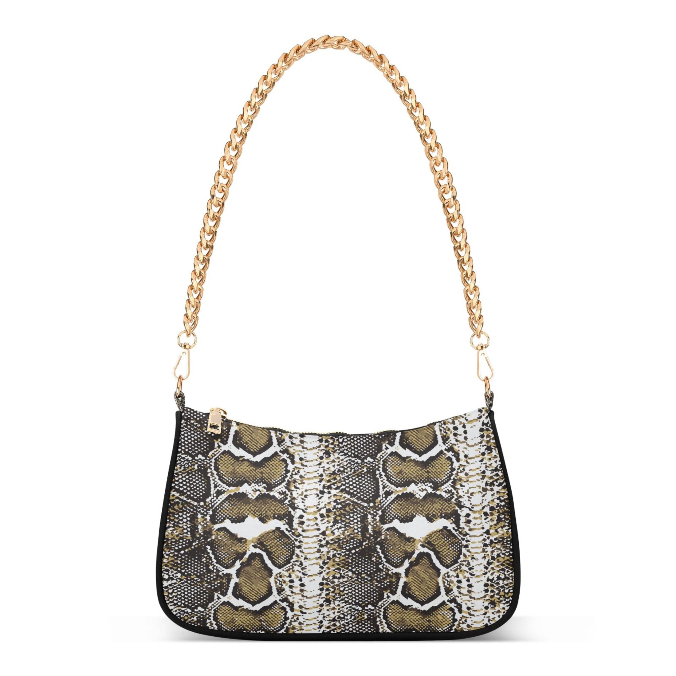 Ryvnso Snake Skin Womens Chain Shoulder Bag Tote Handbags Clutch Hobo Purse with Zipper for Travel