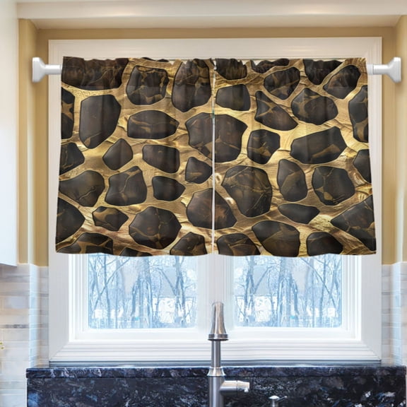 Ryvnso Snakes Print Half Curtains Sets Tier 2 Panels Short Curtain Rod Pocket 27"W x 24"L