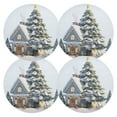 thumbnail image 1 of Ryvnso Snow Christmas Tree Round Plate Mats Dining Table Placemat Set of 4 for Holiday Decoration, 1 of 7