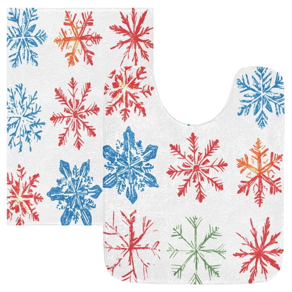 Ryvnso Snowflake in Christmas Bathroom Shaggy Rugs Toilet Mat Soft Contour Rug
