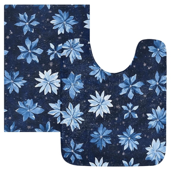 Ryvnso Snowflake on Christmas Bathroom Shaggy Rugs Toilet Mat Soft Contour Rug