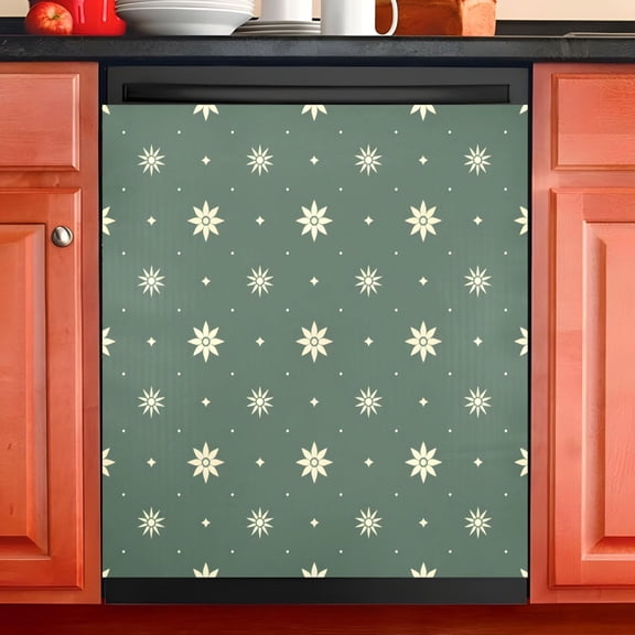 Ryvnso Snowflakes Christmas Pattern Dishwasher Magnetic Refrigerator Magnet Cover Kitchen Home Decorative 23"x26"