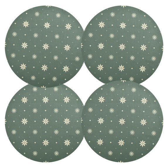 Ryvnso Snowflakes Christmas Pattern Round Plate Mats Dining Table Placemat Set of 4 for Holiday Decoration