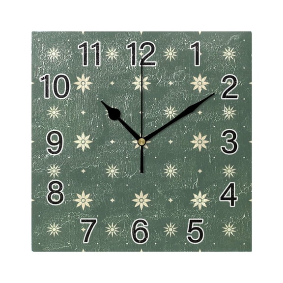 Ryvnso Snowflakes Christmas Pattern Wall Clock Square Silent Non-Ticking Battery Operated 7.78"