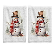 Ryvnso Snowman Christmas Hand Towels Set for Bathroom Cotton Face Towel Decorative 15.5x29.5 inch