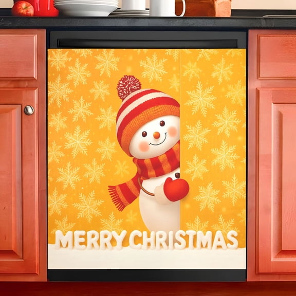 Ryvnso Snowman Snowflake Christmas Dishwasher Magnetic Refrigerator Magnet Cover Kitchen Home Decorative 23"x26"