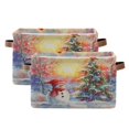 thumbnail image 1 of Ryvnso Snowman Tree Sunset Storage Basket Large Bin Foldable Boxes Toys Organizer 14.2x10.2x8.3in 2 PCs, 1 of 8