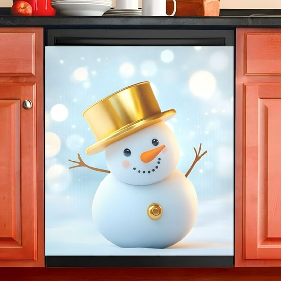 Ryvnso Snowman with Hat Dishwasher Magnetic Refrigerator Magnet Cover Kitchen Home Decorative 23"x26"