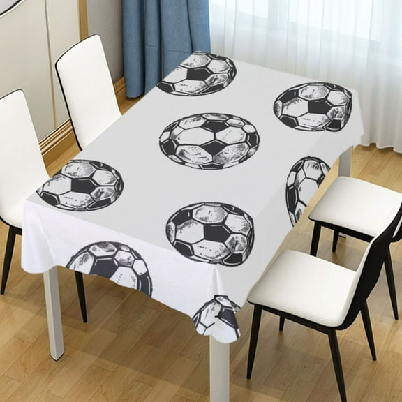 Ryvnso Soccer Balls Football Pattern Rectangle Table Cloth Tablecover Dinning Tablecloth 54"x72"