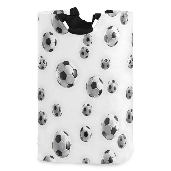 Ryvnso Soccer Football Pattern Large Storage Basket with Handles Collapsible Organizer Bin Laundry Hamper