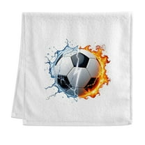 Ryvnso Soccer with Fire Hand Towels for Bathroom Cotton Face Towel Decorative 15.5x29.5 inch