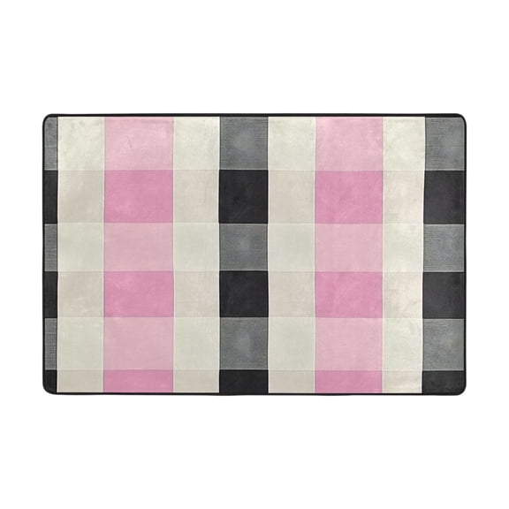Ryvnso Soft Checkered Area Floor Mats Large Nursery Rugs Non-Slip Carpets Doormat 36" x 24"