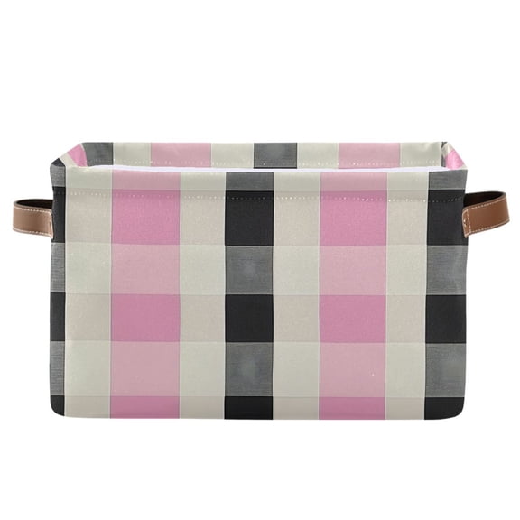 Ryvnso Soft Checkered Storage Basket Large Bin Foldable Boxes Toys Organizer 14.2x10.2x8.3in 1 PC