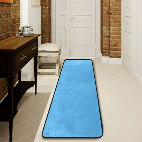 Ryvnso Solid Blue Color Hallway Runner Rugs Floor Carpet Non Slip Entryway Mat 2' x 6'