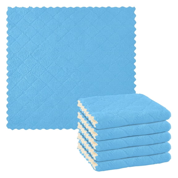 Ryvnso Solid Blue Color Kitchen Towels Dish Clothes for Drying Dishes Cleaning Absorbent Set of 6