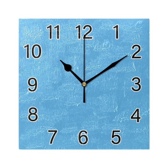 Ryvnso Solid Blue Color Wall Clock Square Silent Non-Ticking Battery Operated 7.78"
