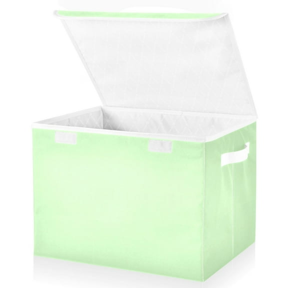 Ryvnso Solid Light Green Large Lidded Foldable Storage Baskets Cubes Boxes Lids Bin for Home