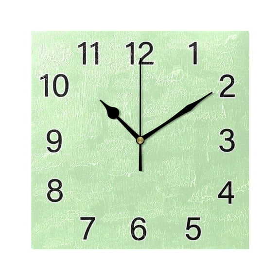 Ryvnso Solid Light Green Wall Clock Square Silent Non-Ticking Battery Operated 7.78"