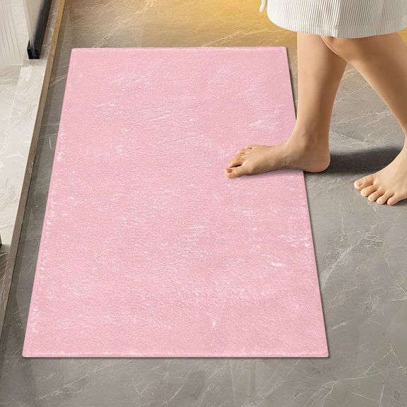 Ryvnso Solid Pink Bathroom Shaggy Rugs Toilet Rectangle Mat Soft Contour Rug 24"x16"
