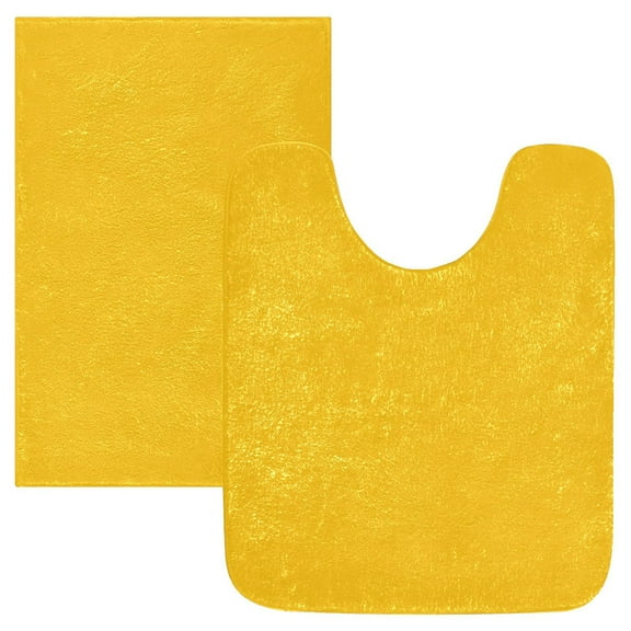 Ryvnso Solid Yellow Bathroom Shaggy Rugs Toilet Mat Soft Contour Rug