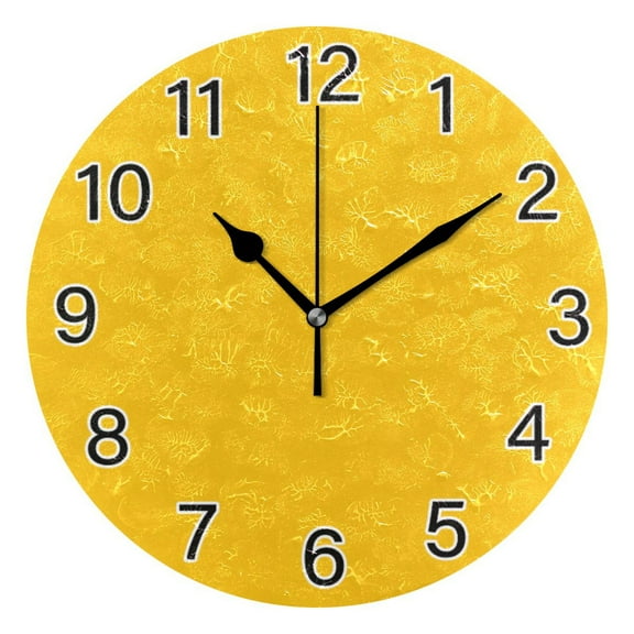 Ryvnso Solid Yellow Wall Clock Non Ticking Silent Kitchen Clock Battery Operated Clocks 10 inch