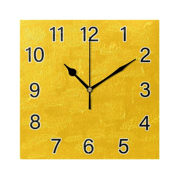 Ryvnso Solid Yellow Wall Clock Square Silent Non-Ticking Battery Operated 7.78"