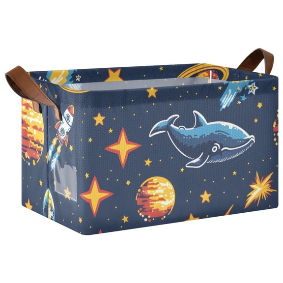 Ryvnso Space Stars Universe Storage Bins Large Basket Foldable Cube Toys Organizer with Handles 1 PC