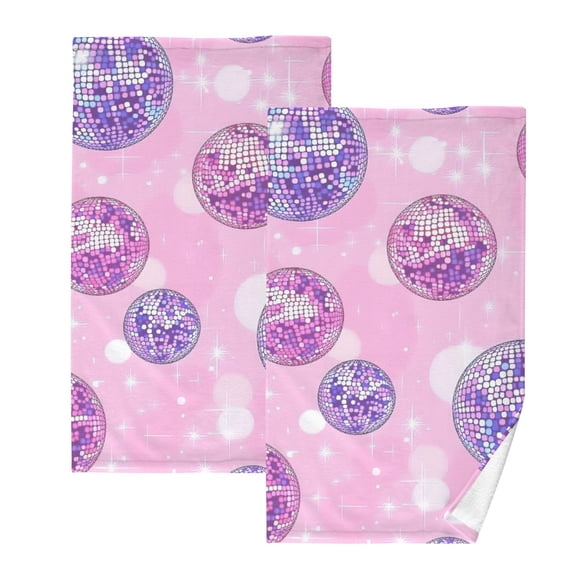 Ryvnso Sparkling Disco Balls Cotton Hand Towels Sets Face Towel 2 PCs Bathroom Decorative