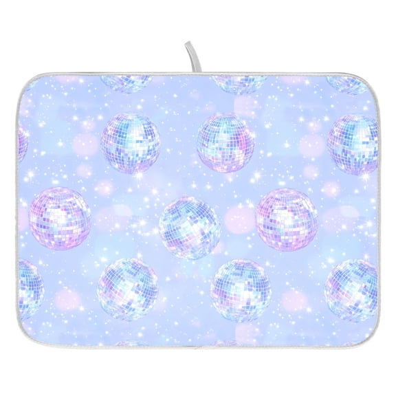 Ryvnso Sparkling Disco Balls Dish Drying Mat for Kitchen Countertop 18x24 Large Dish Pad Drainer Rack Dish Sink Mats