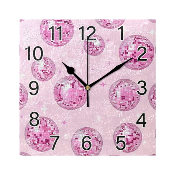 Ryvnso Sparkling Disco Balls-a1 Wall Clock Square Silent Non-Ticking Battery Operated 7.78"