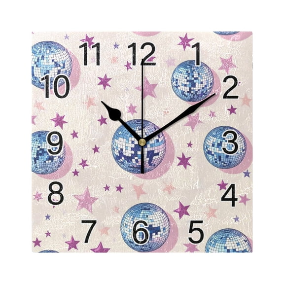 Ryvnso Sparkling Disco Balls-a2 Wall Clock Square Silent Non-Ticking Battery Operated 7.78"