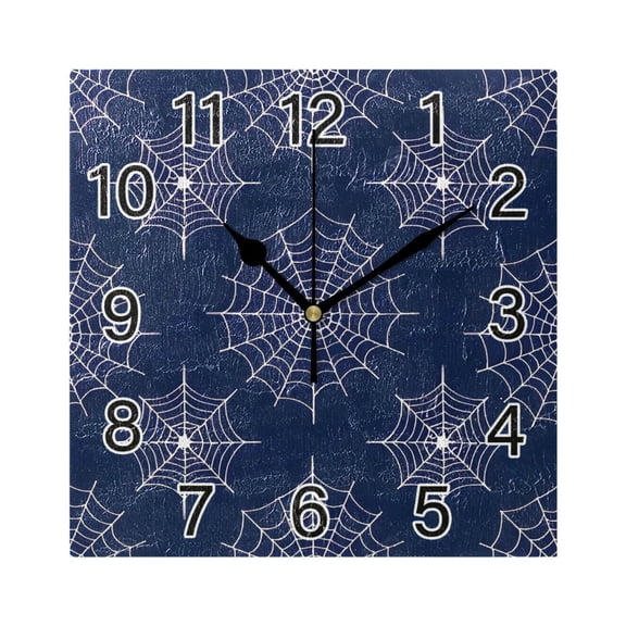 Ryvnso Spider Web Wall Clock Square Silent Non-Ticking Battery Operated 7.78"