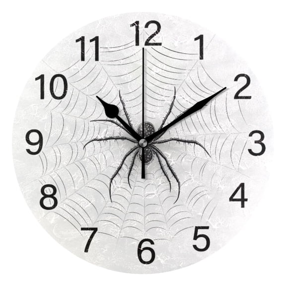 Ryvnso Spider on Web Wall Clock Non Ticking Silent Kitchen Clock Battery Operated Clocks 10 inch