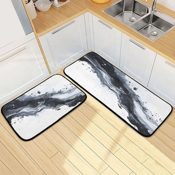 Ryvnso Splash Art Pattern Kitchen Rugs Set Non Slip Runner Mats for Dining Room