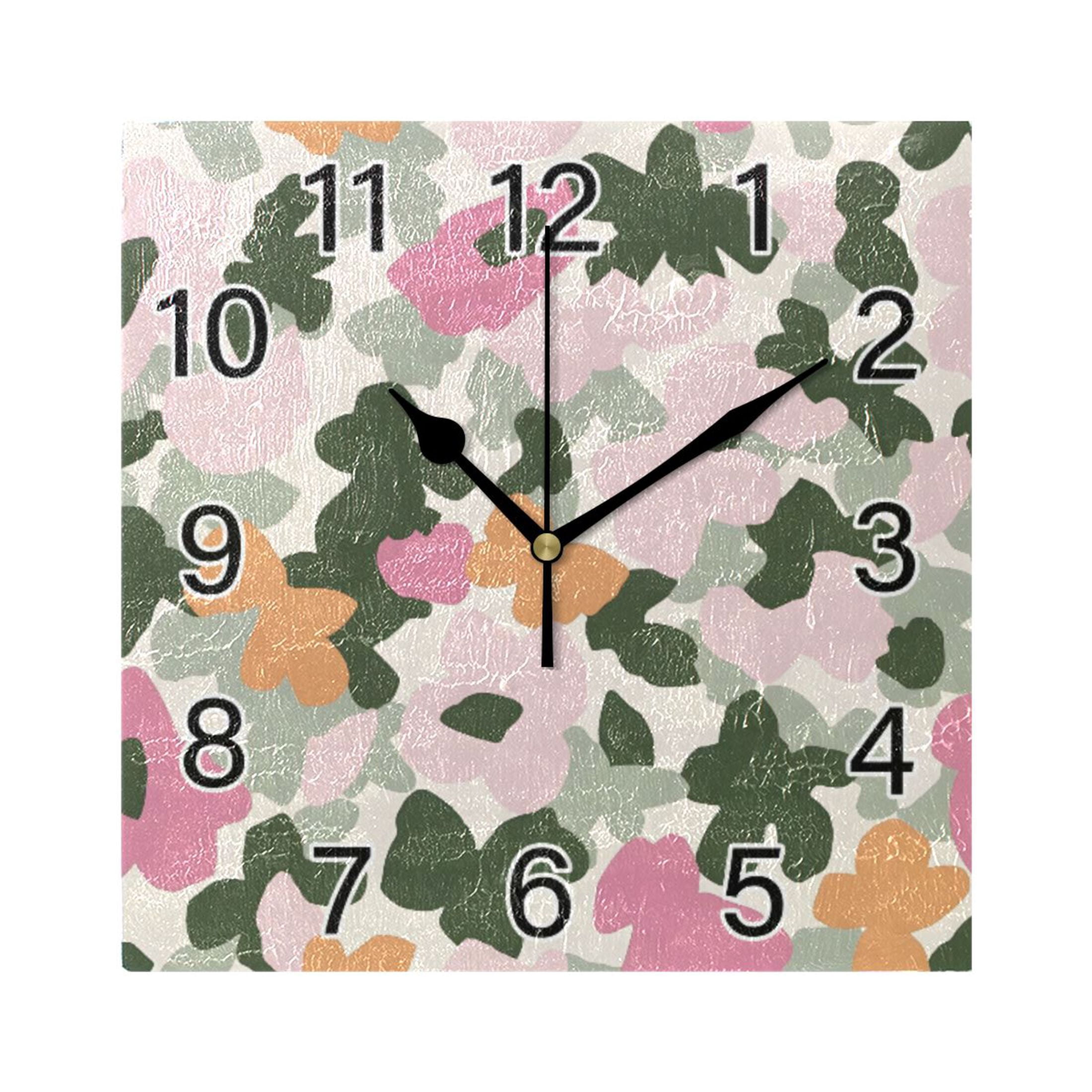 Ryvnso Spot Pattern Wall Clock Square Silent Non-Ticking Battery ...
