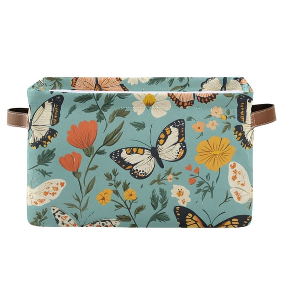 Ryvnso Spring Butterflies Floral-a2 Storage Basket Large Bin Foldable Boxes Toys Organizer 14.2x10.2x8.3in 1 PC