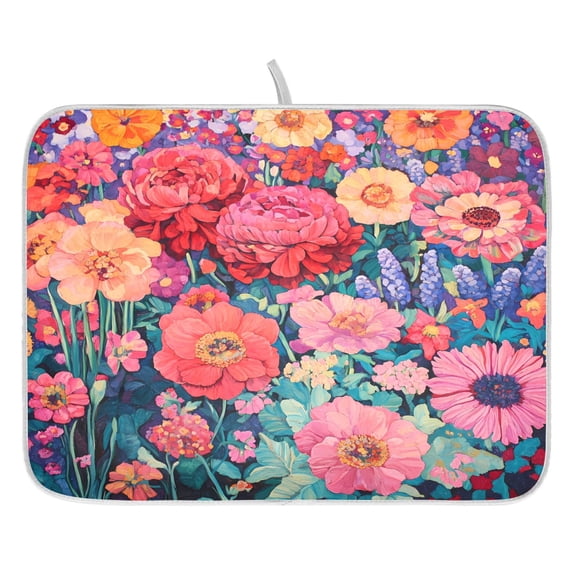 Ryvnso Spring Flowers Dish Drying Mat for Kitchen Countertop 18x24 Large Dish Pad Drainer Rack Dish Sink Mats